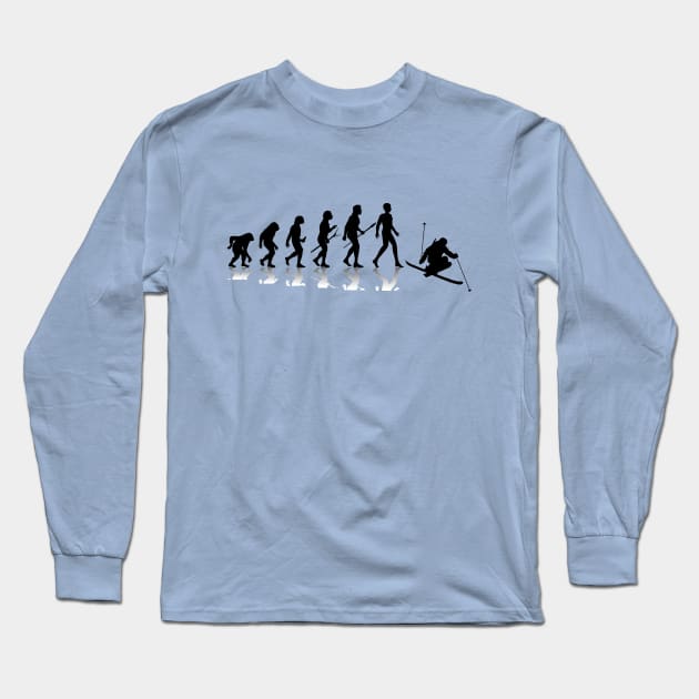 Funny Ski - Evolution Of A Downhill Skier Long Sleeve T-Shirt by Howtotails